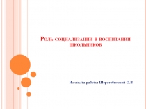 Роль социализации в воспитании школьников