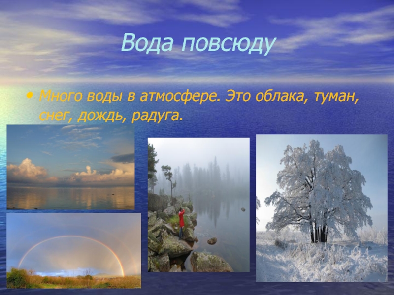 Вода в атмосфере. Вода повсюду. Вода повсюду вода. Презентация вода в атмосфере.