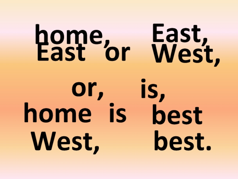 West is best east is