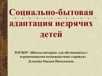 Презентация Социально-бытовая адаптация незрячих детей