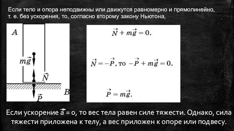 Тело равномерно. Если тело и опора неподвижны или движутся равномерно и прямолинейно. Вес тела если тело и опора неподвижны. Вес тела на неподвижной или равномерно движущейся опоре. Тело движется равномерно и прямолинейно если.