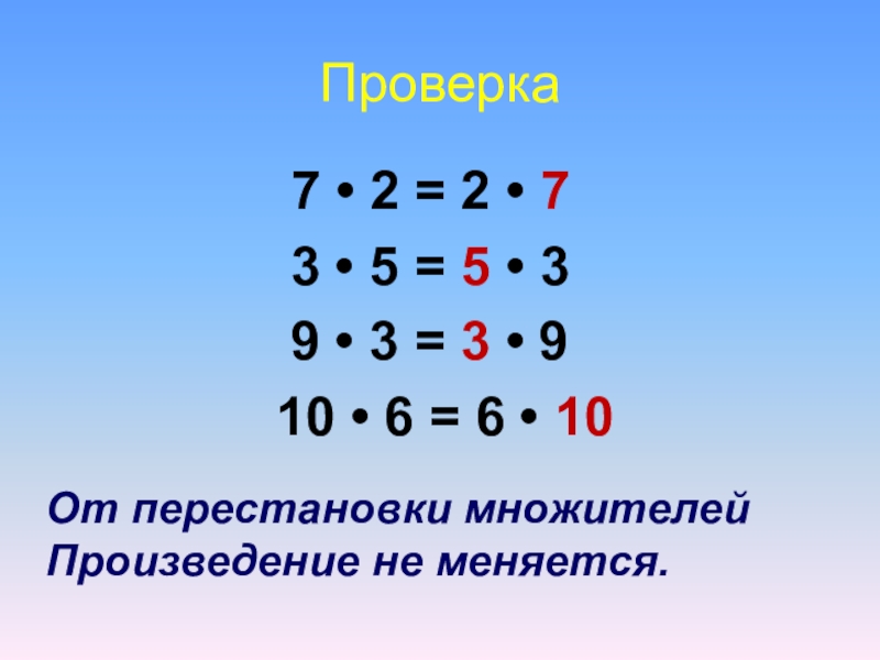 Презентация перестановка множителей