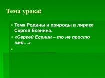 Презентация к уроку литературы по теме Тема Родины и природы в лирике С. Есенина 7 класс по учебнику К. Меркина