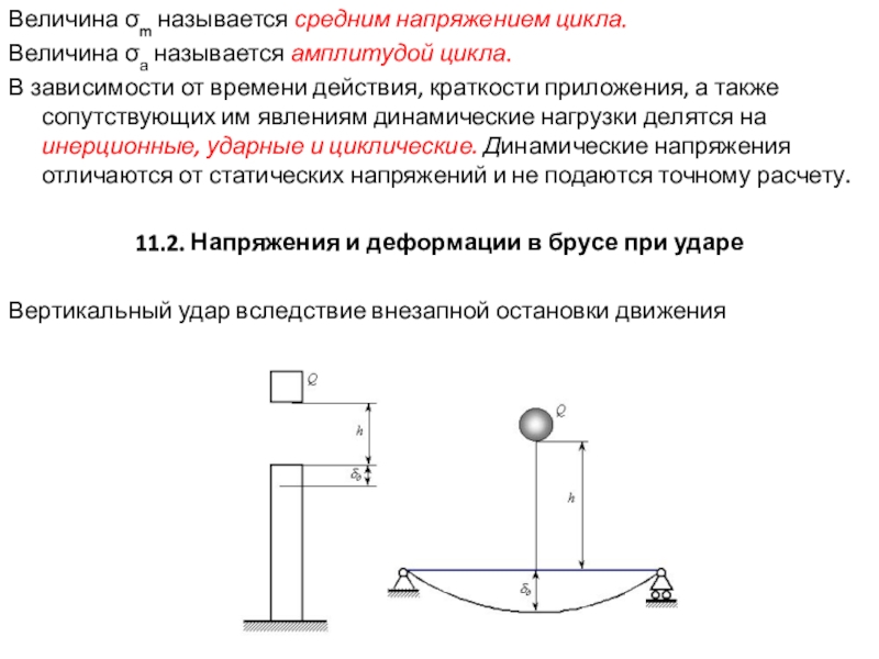 Способность выполнять движения амплитуды называется. Расчет движущихся с ускорением элементов конструкций. Амплитуда цикла нормальных напряжений. Динамическое нагружение циклическое,с ускорением,ударное. По продолжительности действия все нагрузки делятся на:.