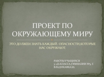 ПРОЕКТ ПО ОКРУЖАЮЩЕМУ МИРУ, ОПАСНОСТИ КОТОРЫЕ НАС ОКРУЖАЮТ