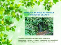 Презентация по литературному краеведению в 6 классе Святые источники и родники