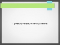 Презентация по английскому языку Притяжательные Местоимения (3 класс)