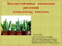 Презентация по биологии на тему Засухоустойчивые комнатные растения: суккуленты, кактусы (7 класс, школа для обучающихся с ОВЗ (VIII вида)