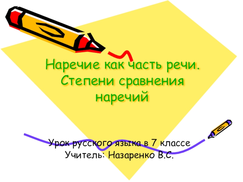 Презентация Презентация к уроку русского языка на тему Наречие как часть речи