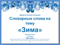 Дидактический материал к уроку. Словарные слова на тему Зима
