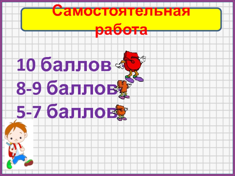 Класс самостоятельно. 5,7 Баллов из 9. Самостоятельная работа 10 минут надпись. Моя работа на 10 баллов.