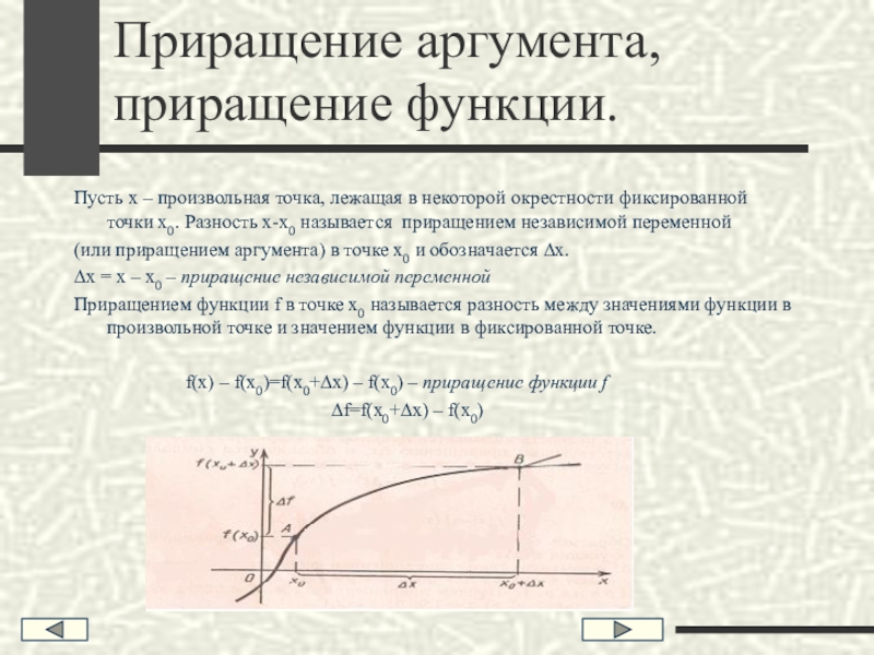 Приращение аргумента и приращение функции презентация 10 класс мордкович