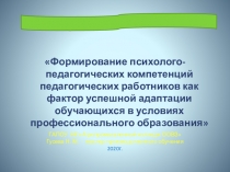 Презентация к докладу: Формирование психолого-педагогических компетенций педагогических работников как фактор успешной адаптации обучающихся в условиях профессионального образования