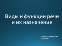 Презентация Виды и функции речи
