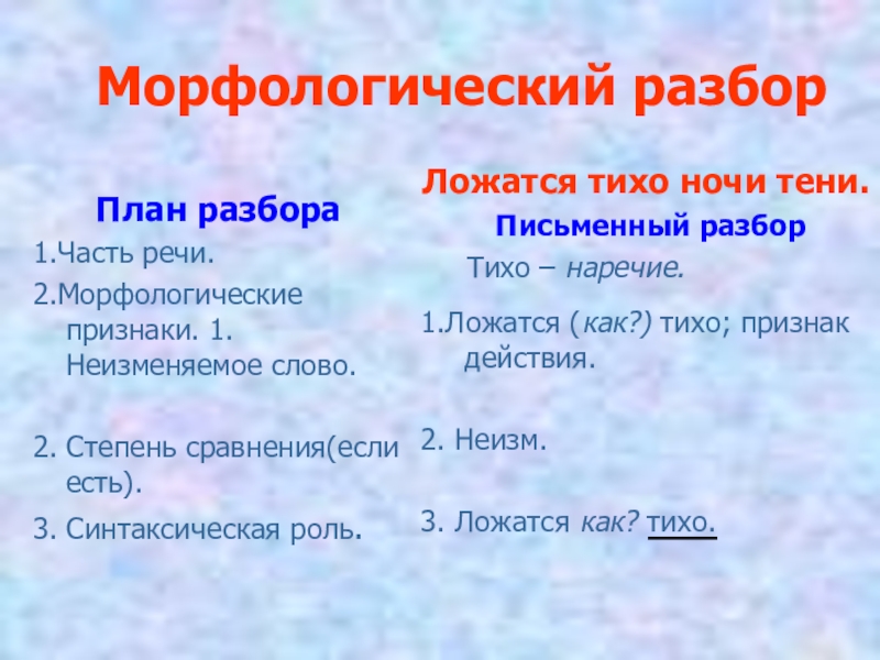 7 класс презентация морфологический разбор наречия