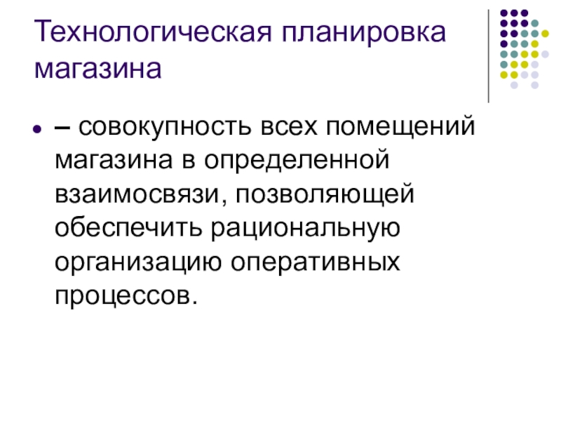 Коммерческая основа. Технологическое планирование. Описание помещения магазина.