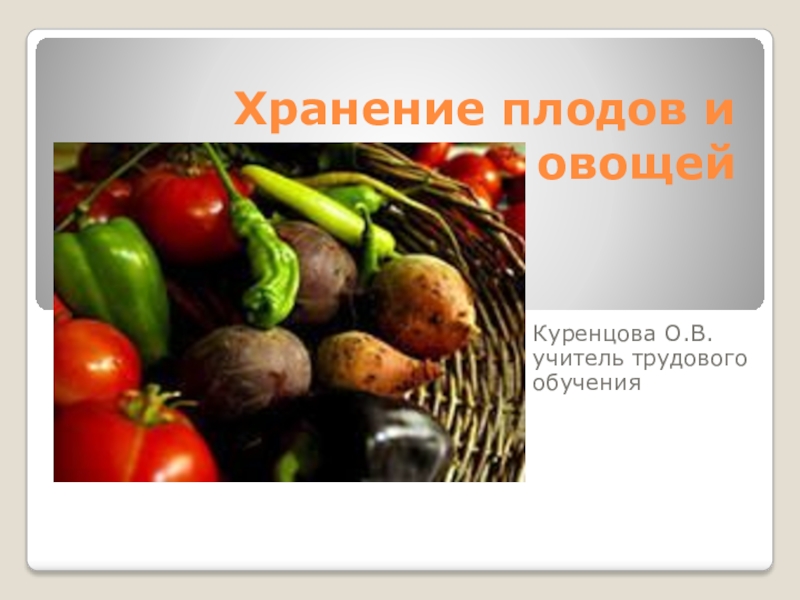 Презентация Презентация по трудовому обучению Хранение плодов и овощей