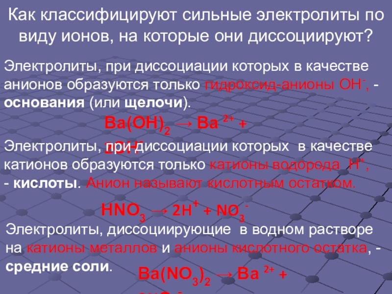 В водном растворе диссоциируют на ионы