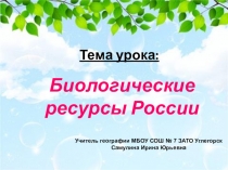 Презентация по географии на тему Биологические ресурсы России