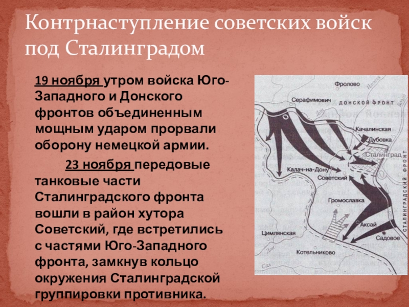 Основные положения плана советского контрнаступления под сталинградом