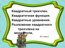 Презентация по алгебре Квадратичная функция (9 класс)
