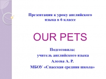 Презентация к уроку английского языка в 6 классе  OUR PETS