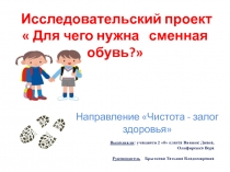 Презентация информационно- исследовательского проекта Для чего нужна сменная обувь