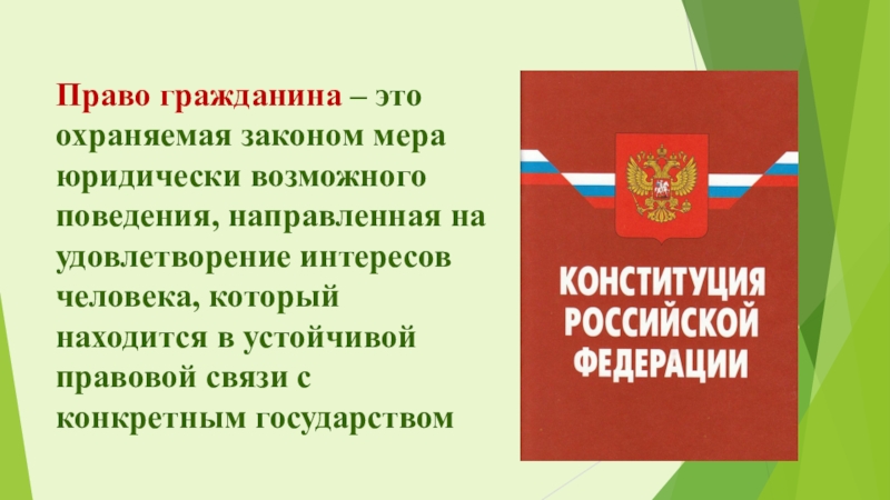 Охраняемая законом. Право гражданина.