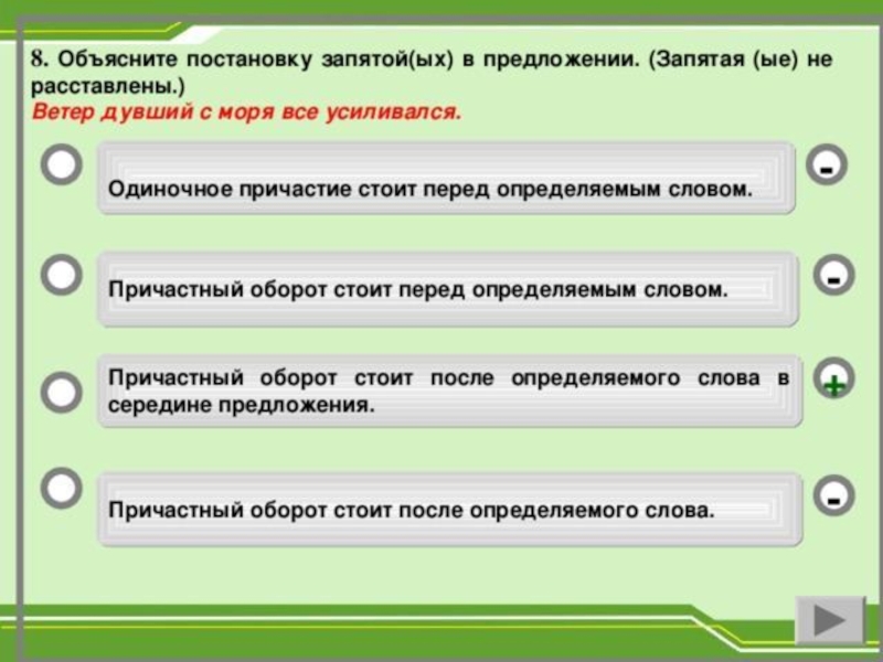 Причастный перед определяемым словом. Объясните постановку 