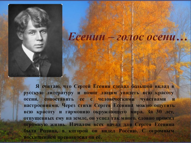 Есенин известные стихотворения. Стихи Есенина про осень.