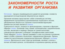 Закономерности роста и развития организма