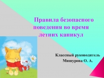 Презентация по правилам безопасности во время летних каникул
