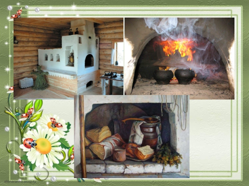 около печки возилась с посудой. интерьер старинной русской избы. каратанов живопись. хлеб в живописи. макаров русская печь картина.