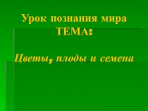 Презентация по познанию мира Цветы и плоды 2 класс