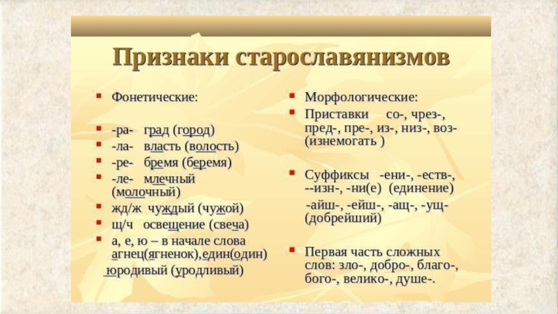 Древнерусские слова и выражения в современном русском языке проект