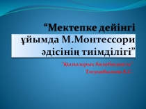 Мектепке дейінгі ұйымда М.Монтессори әдісінің тиімділігі