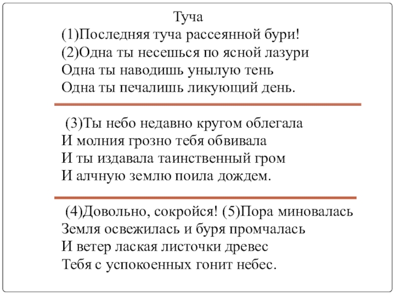 Пушкин туча основная мысль