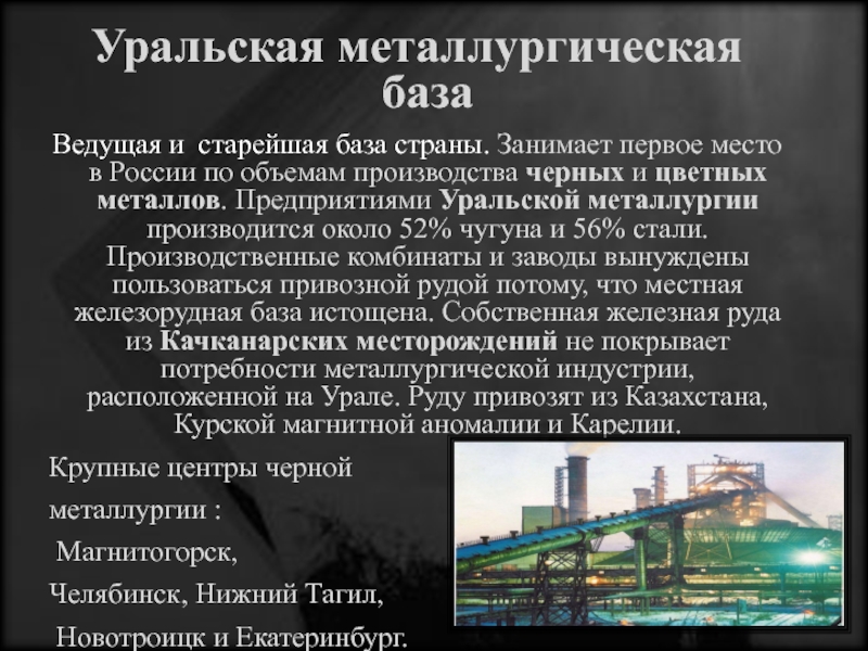 Производимая продукция цветной металлургии урала. Уральская металлургическая база. Факторы размещения Уральской металлургической базы. Объемы производства центральной металлургической базы. Балтимор металлургическая база.