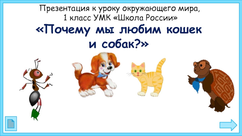 Презентация Презентация к окружающему миру. Тема: Кошки и собаки. Школа России.