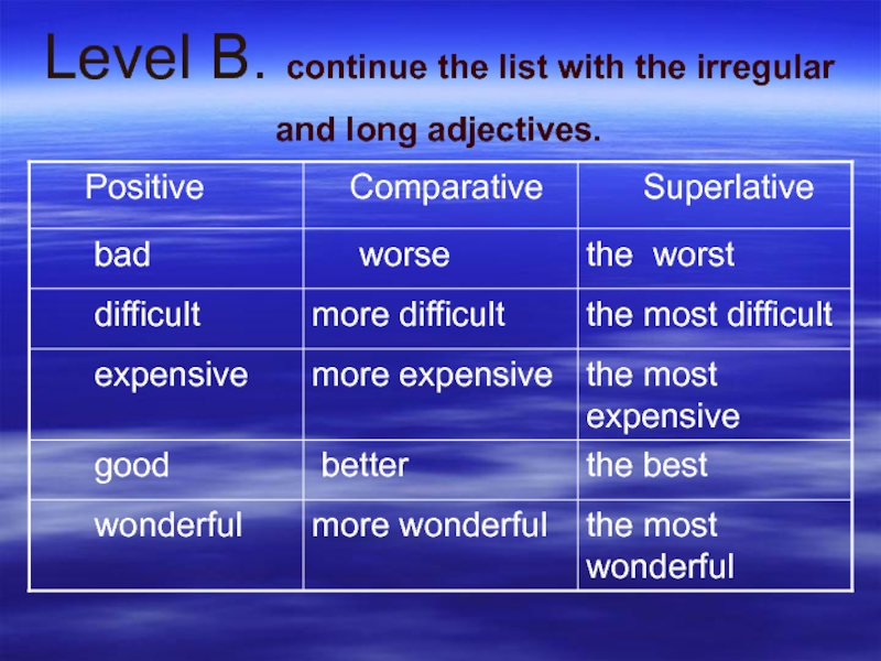 Comfortable comparative and superlative