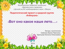 Педагогический проект Вот оно какое наше лето во 2 младшей группе