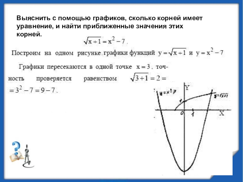 Найти с помощью графика. Выяснить с помощью графиков сколько корней имеет уравнение. Выяснить с помощью Графика сколько корней имеет уравнение. Выясните сколько корней имеет уравнение. С помощью графиков выясните сколько корней имеет уравнение.