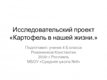 Картофель в нашей жизни (4 класс)