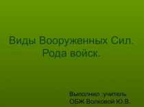 Презентация по ОБЖ ВИДЫ ВООРУЖЕННЫХ СИЛ
