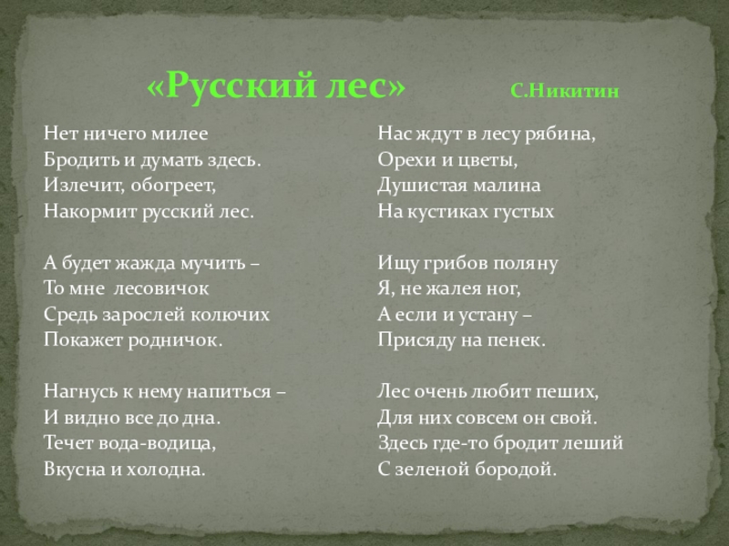 Русский лес текст. Никитин лес стихотворение. Стихотворение о русском лесе. Иван Никитин лес.