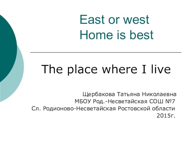 Презентация Презентация по английскому языку East or West Home is best