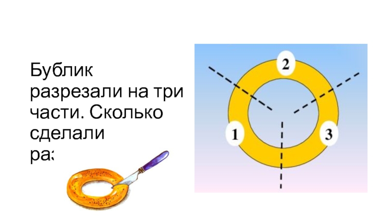 Нарезать на части. Бублик разрезали на 3 части. Бублик разрезали на 3 части сколько сделали. Бублик разрезали на 3 части сколько разрезов. Баранка разрез.