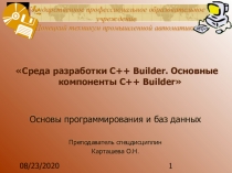 Среда разработки C++ Builder. Основные компоненты C++ Builder
