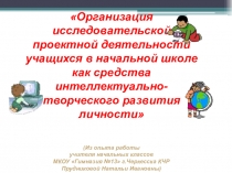 Обобщение педагогического опыта Организация исследовательской проектной деятельности учащихся в начальной школе