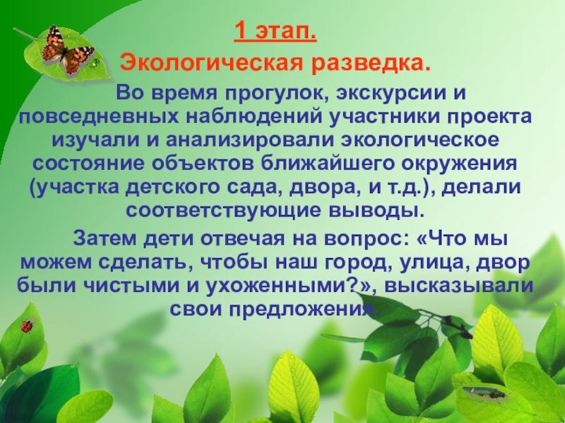 Исследовательский этап экологического проекта